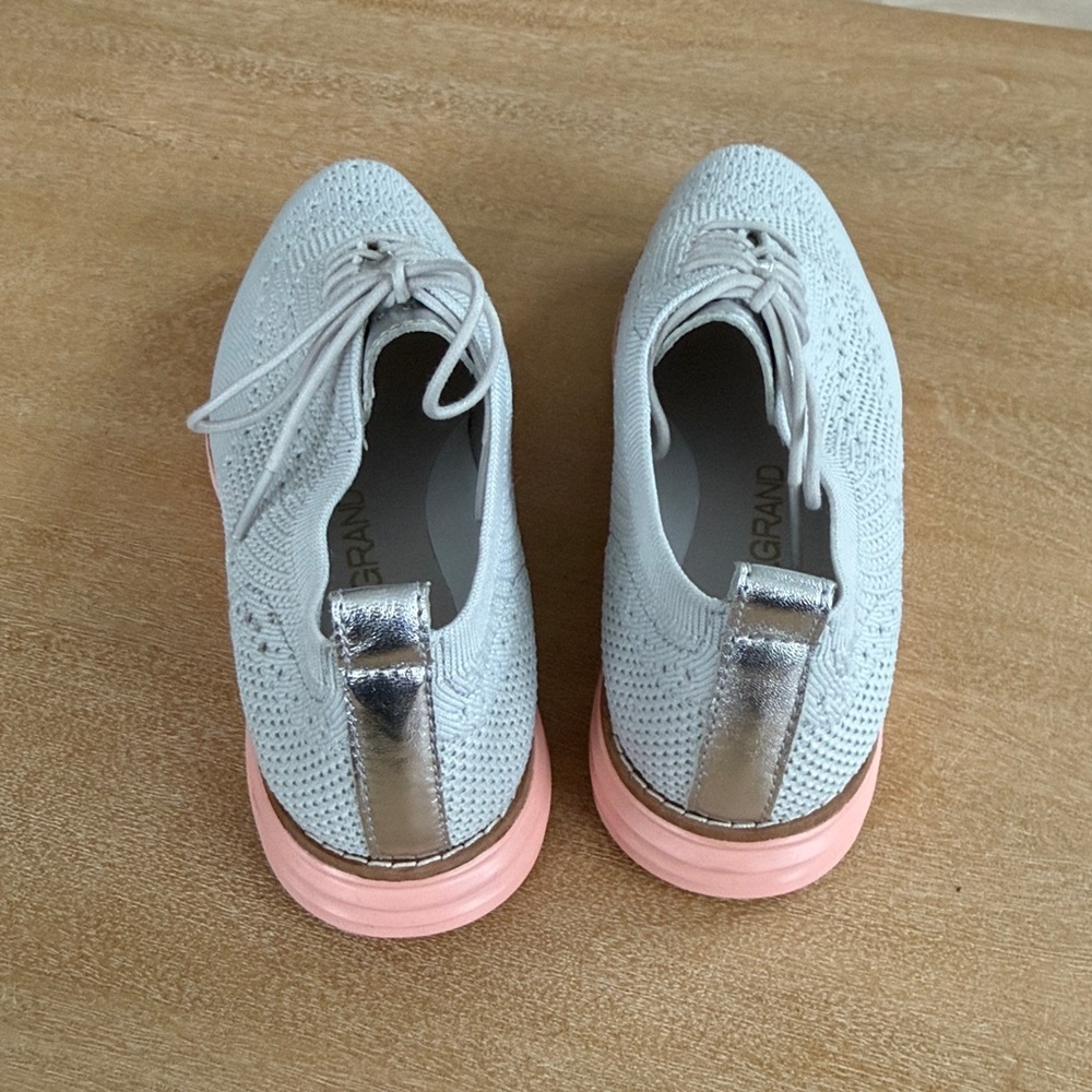 Cole Haan Knit Original Grand Light Grey Oxfords - Picture 3 of 5